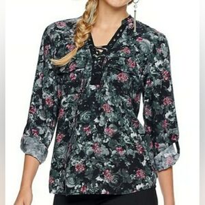 Rock & Republic Lace Up Blouse